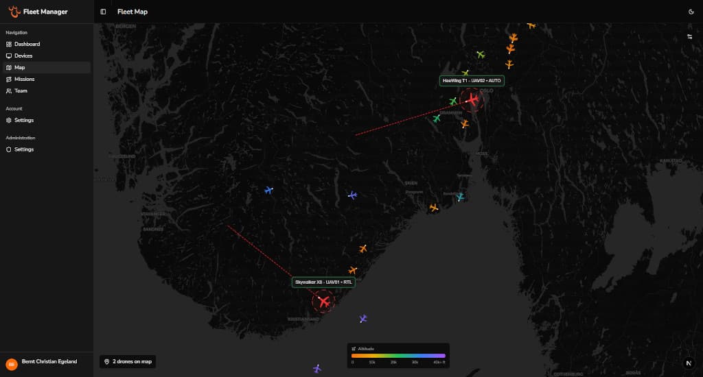 UAV Fleet Manager - Real-time drone fleet monitoring dashboard